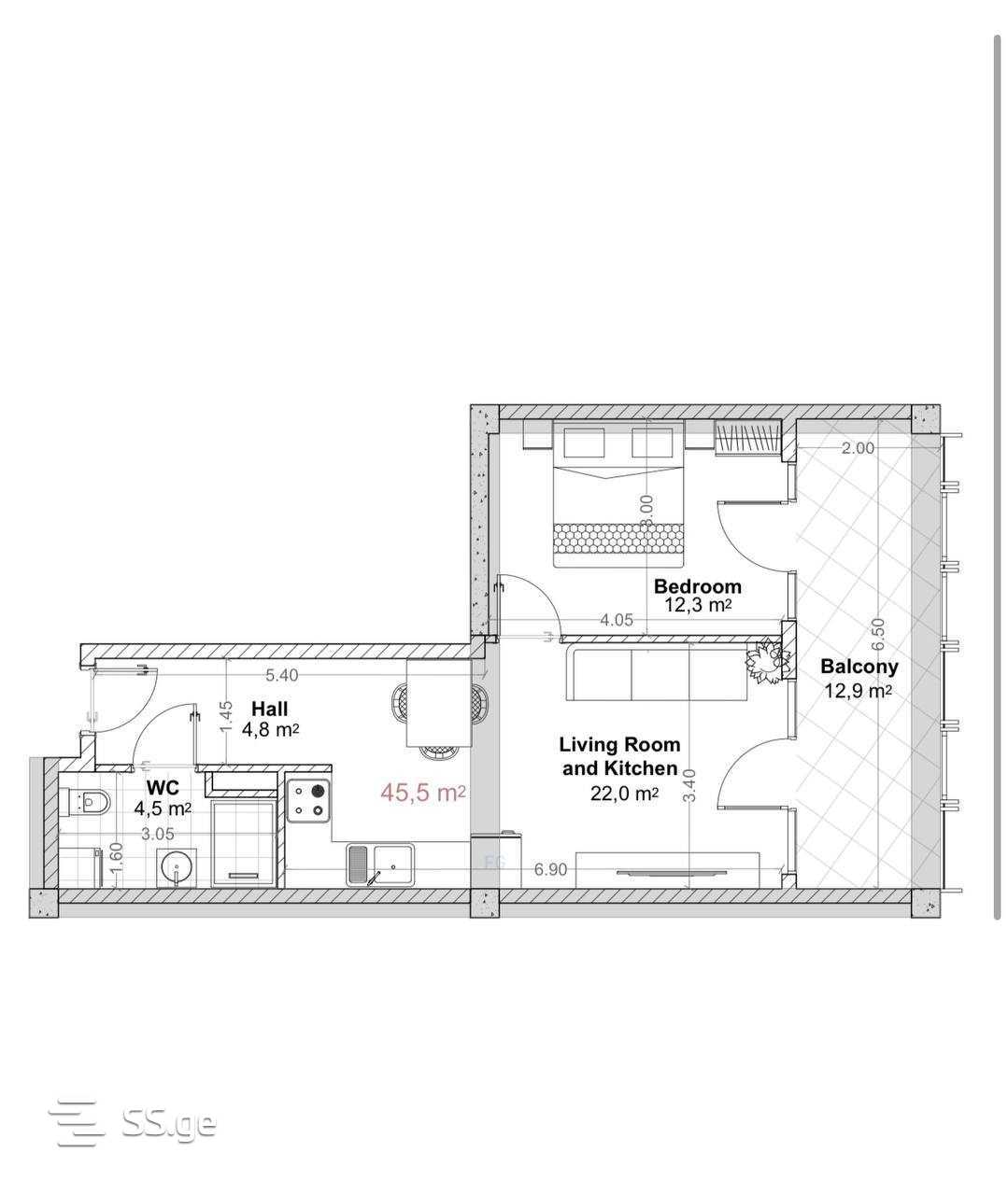 2 Room Flat For Sale view 3