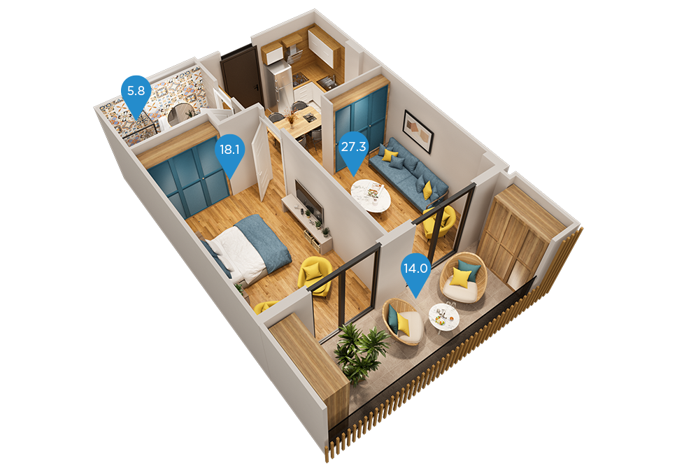 2 Room Flat For Sale view 1