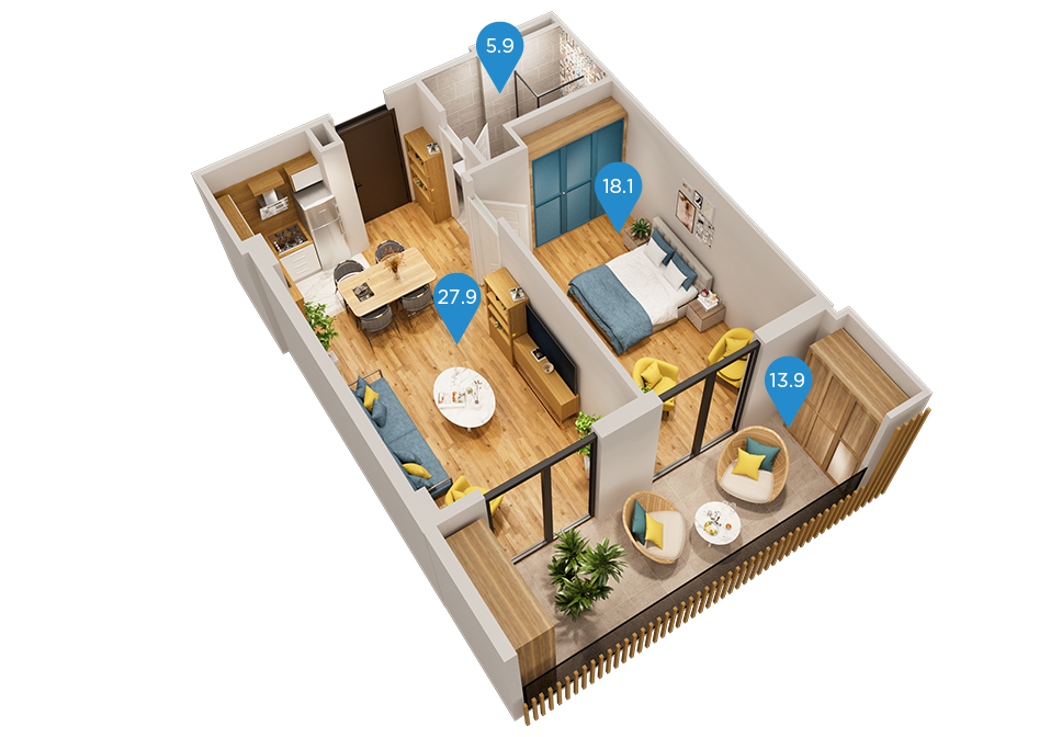 2 Room Flat For Sale view 1