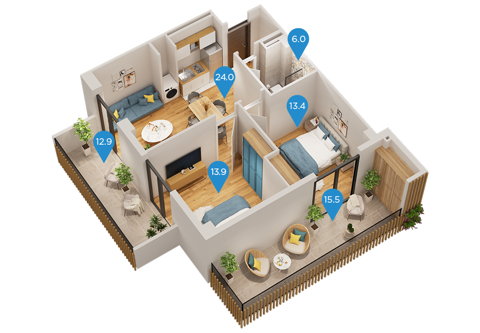 3 Room Flat For Sale view 1