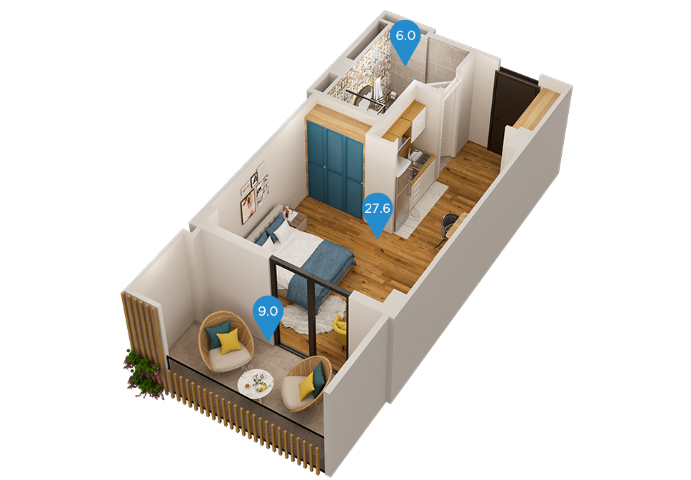 1 Room Flat For Sale view 1
