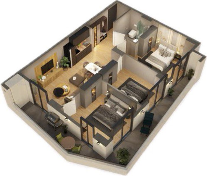 4-room apartment, Mesame Masivi