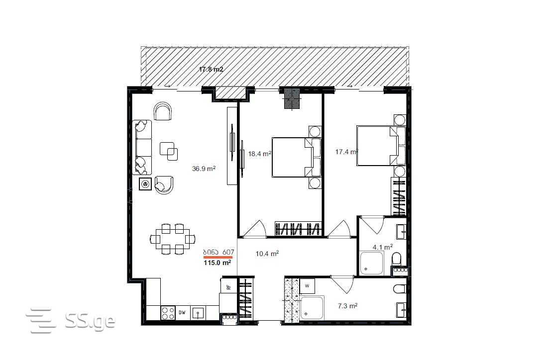 3 room Flat For Sale. Nutsubidze plateau - Widok 3