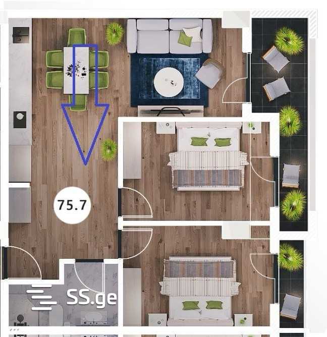 3 room Flat For Sale. Didi digomi – pohled 2
