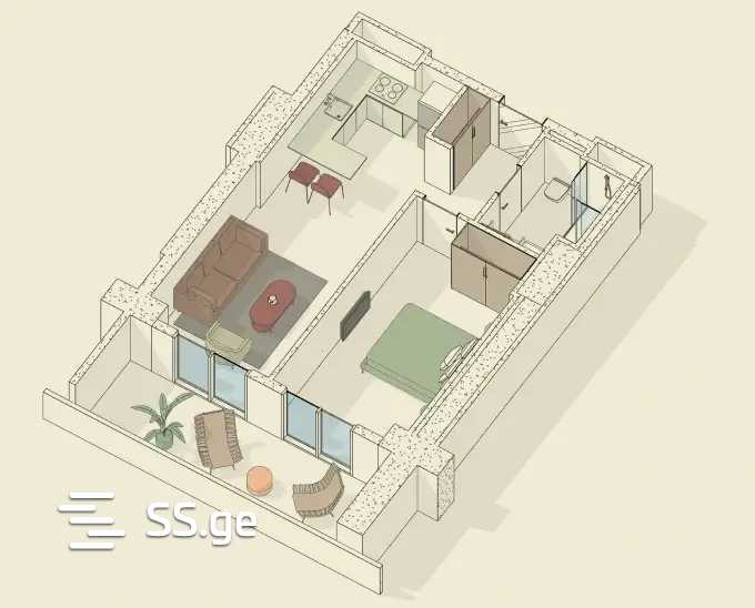 2 room Flat For Sale. Saburtalo, Tbilisi