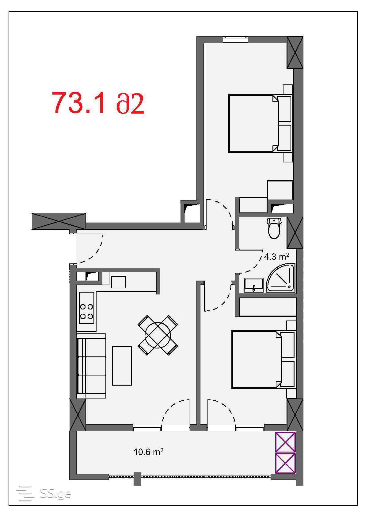 Apartment in tbilisi, dighmis masivi - View 2