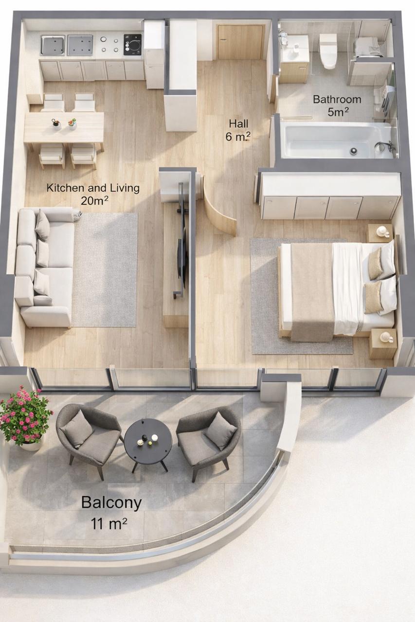 2 Room Flat For Sale view 1