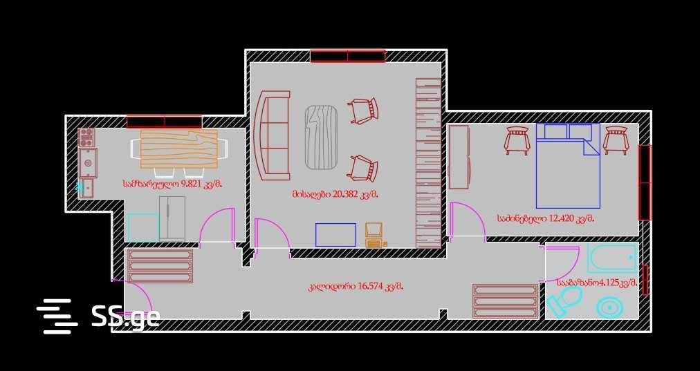 2 Room Flat For Rent. Varketili, 1 of 4