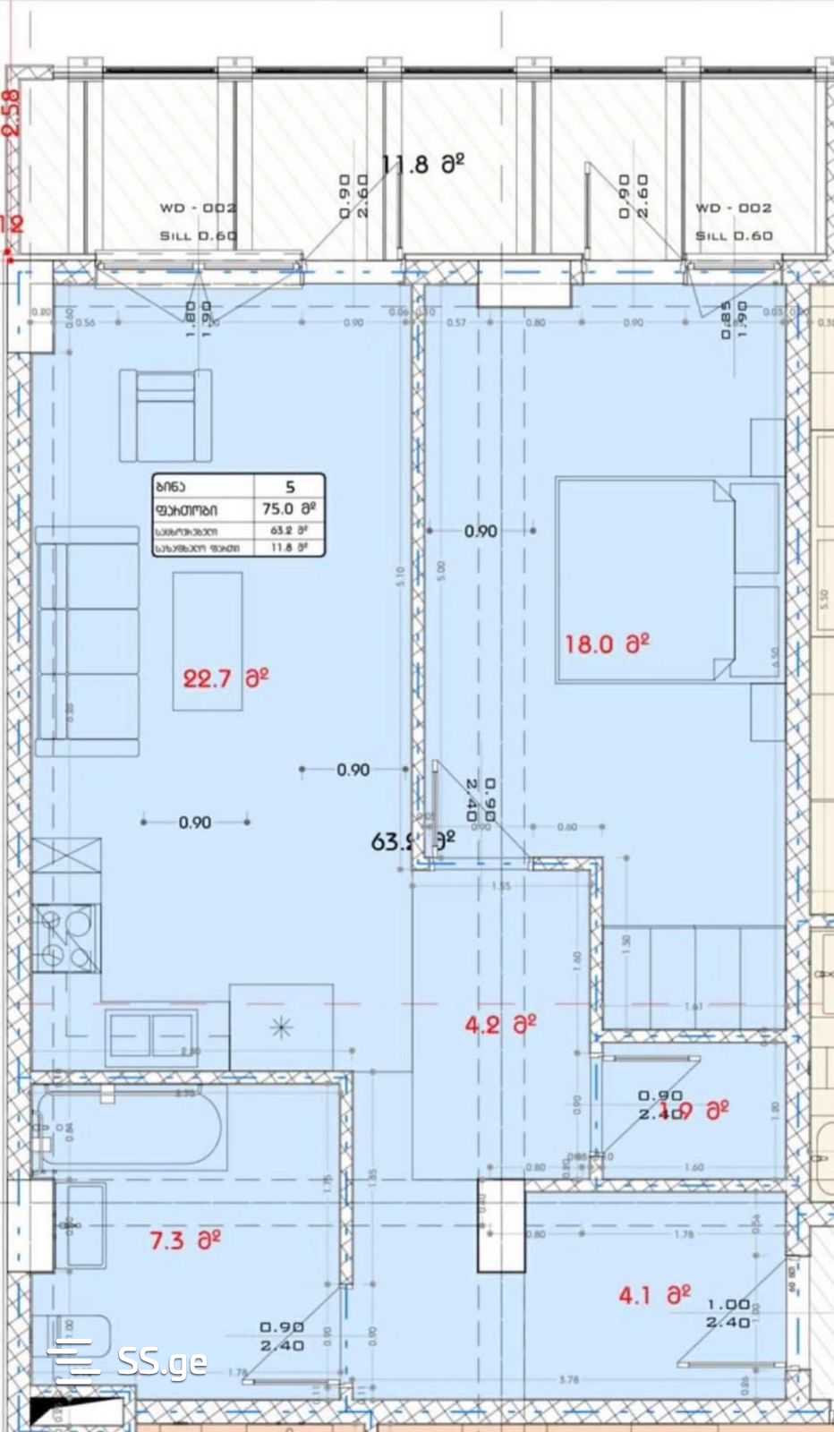 2 room Flat For Sale. Saburtalo - Fler