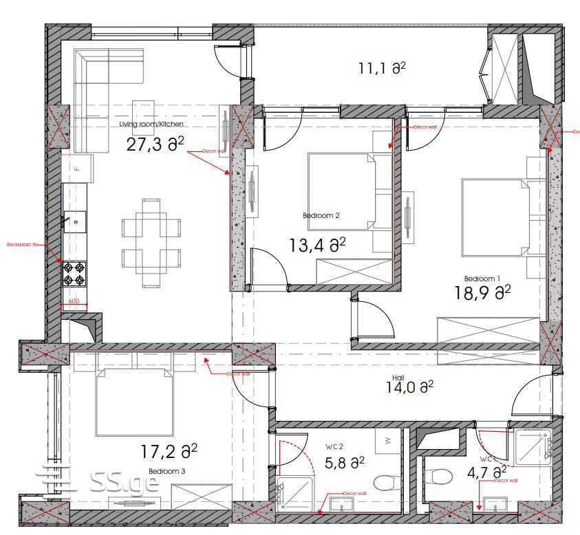 4 room Flat For Sale. Saburtalo – pohled 2