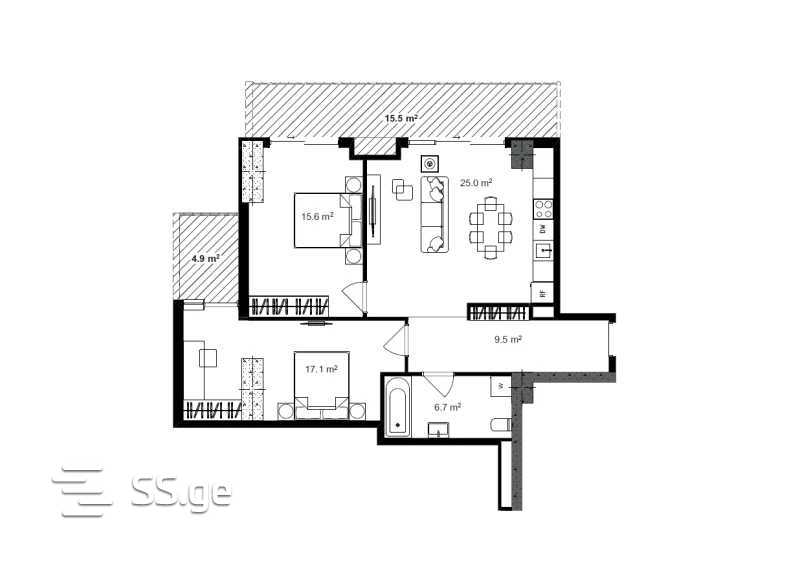 3 room Flat For Sale. Nutsubidze plateau - Vista 2