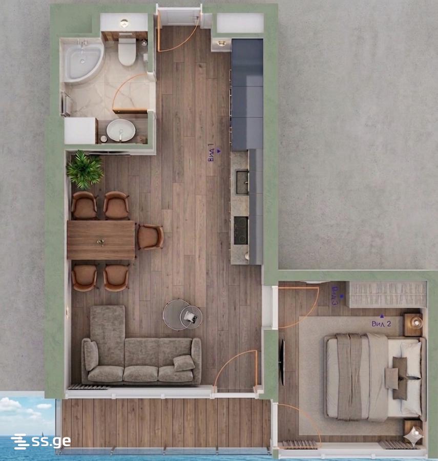 2 room Flat For Sale. Batumi - Widok 4