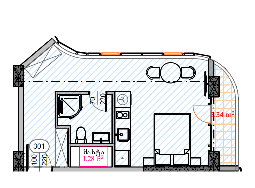 1 Room Flat For Sale view 2