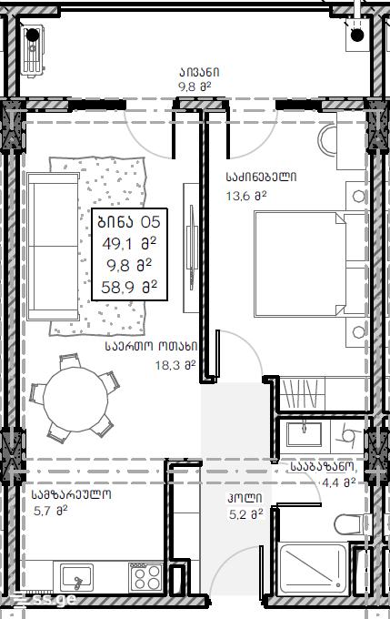 2 room Flat For Sale. Saburtalo - Widok 3