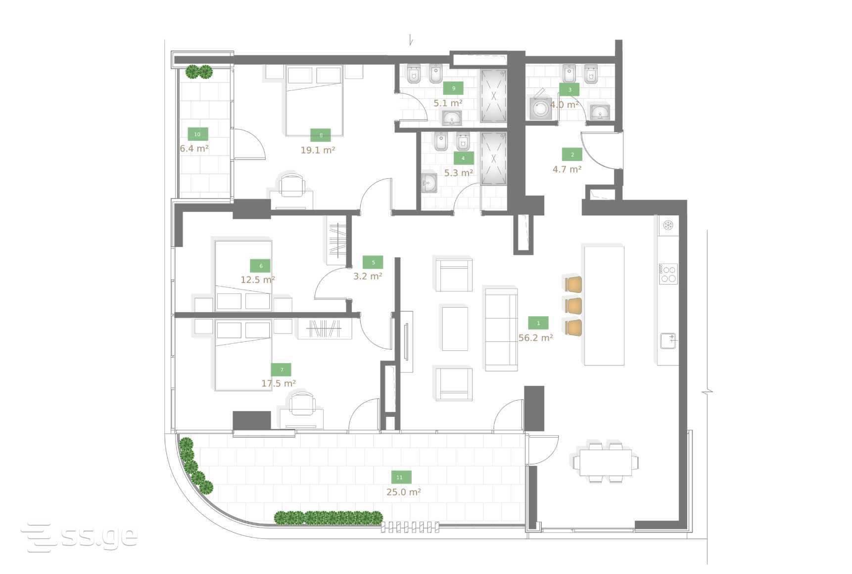 4 room Flat For Sale. Saburtalo - Bild 2