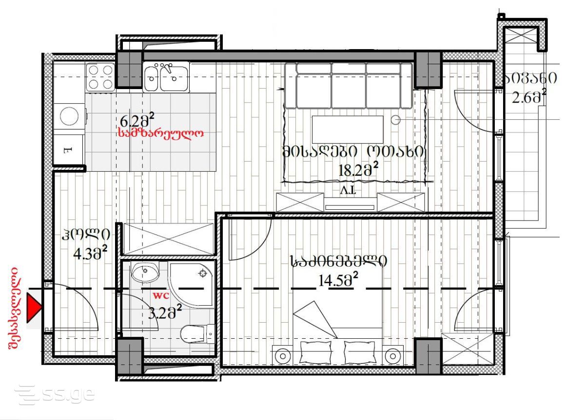 2 room Flat For Sale. Isani - Ansicht 2