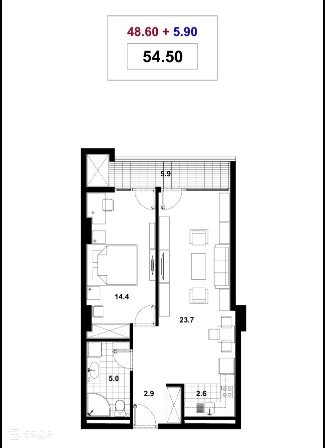 2 room Flat For Sale. Didi digomi - Aanzicht 2