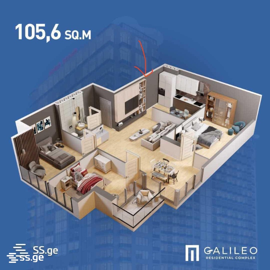 4 room Flat For Sale. Batumi - Widok 3