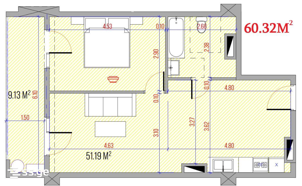 2 room Flat For Sale. Varketili - Ansicht 2