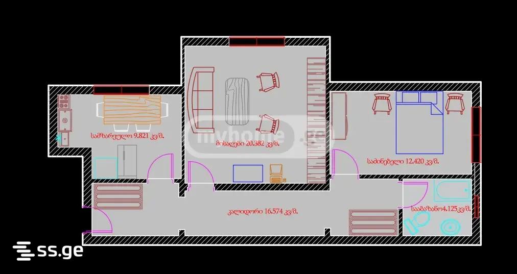 2 Room Flat For Rent. Varketili, 9 of 12