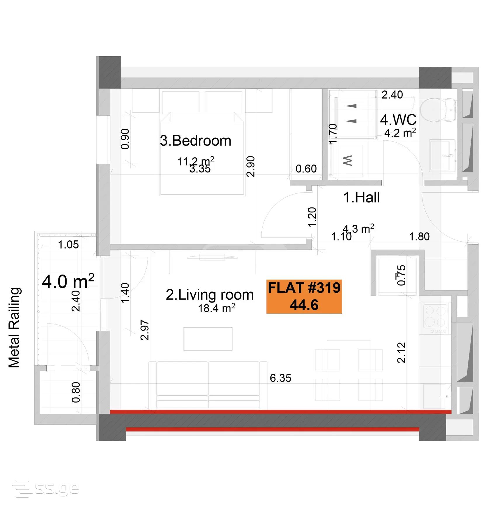 2 Room Flat For Sale view 1