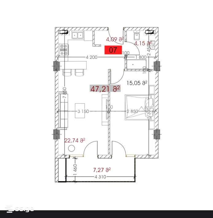 2 Room Flat For Sale view 6