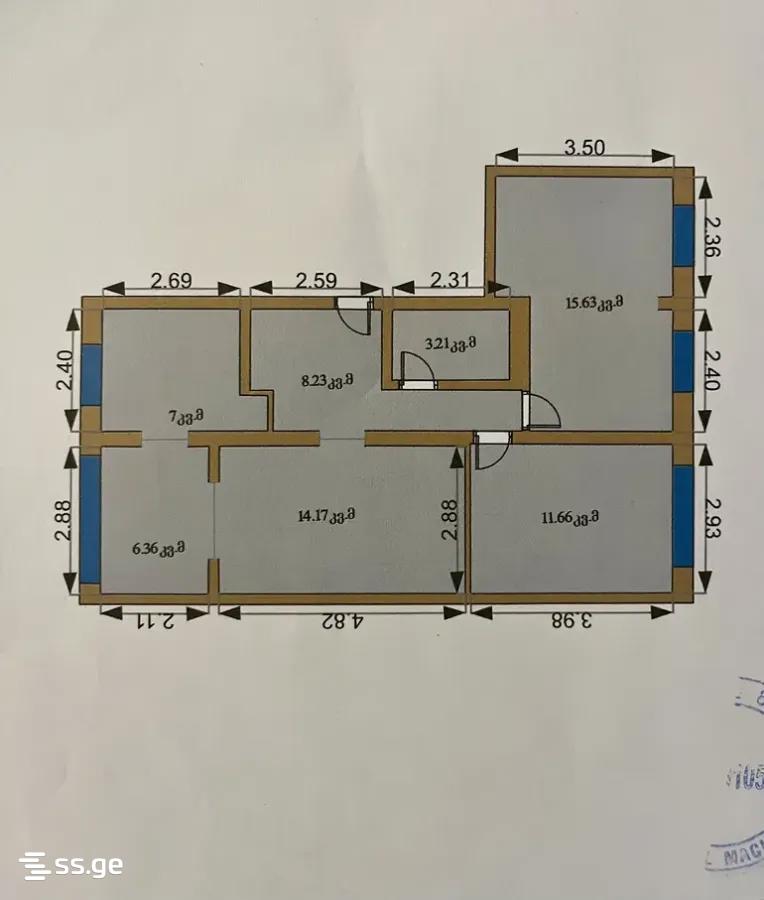 3 room Flat For Rent. Isani - Aanzicht 3