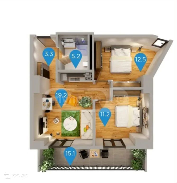3 room Flat For Sale. Didi digomi - Vista 2