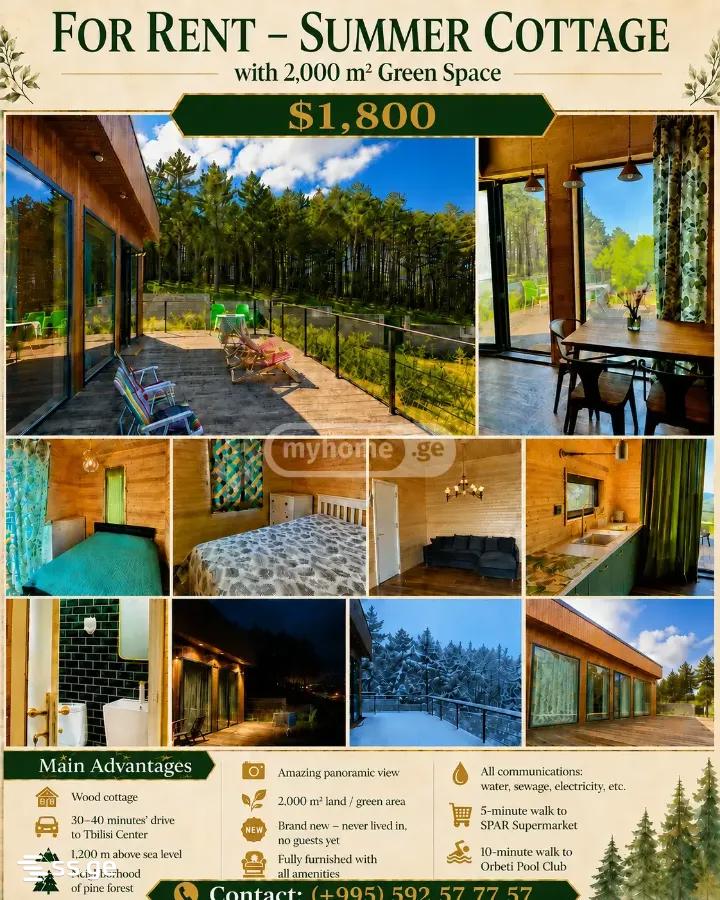 4 Room Summer Cottage For Rent. Tskneti view 2