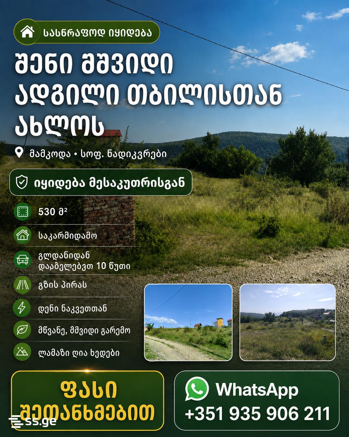 იყიდება მიწა მამკოდაში view 9