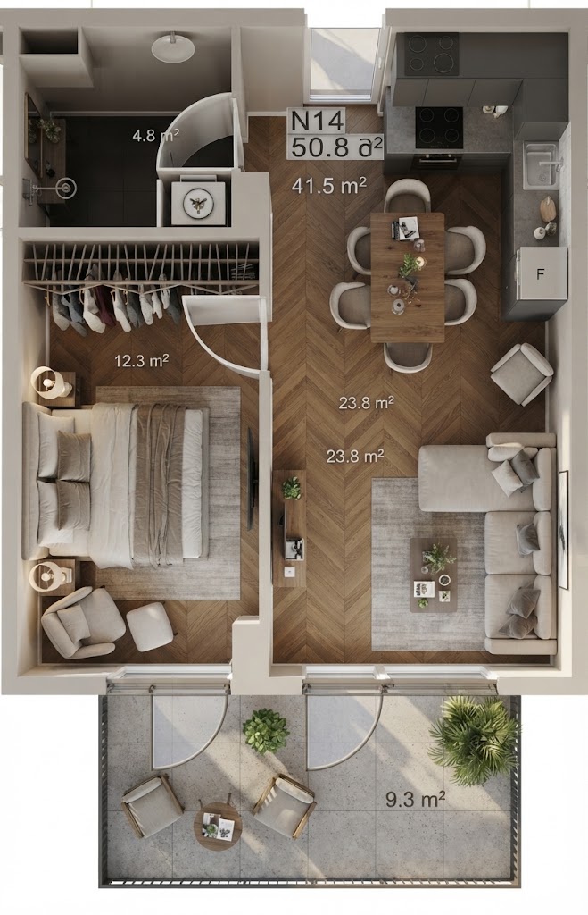 2 Room Flat For Sale view 1