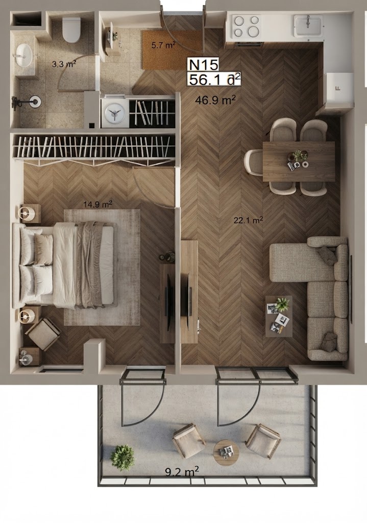 2 Room Flat For Sale view 1