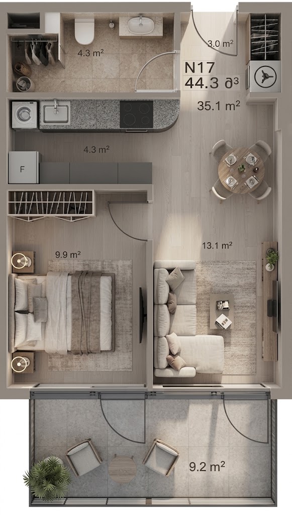 2 Room Flat For Sale view 1