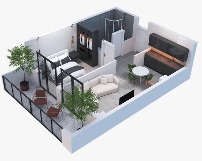 2-room apartment, Ortachala