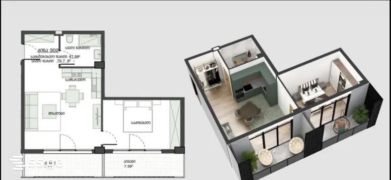 2 Room Flat For Sale view 1
