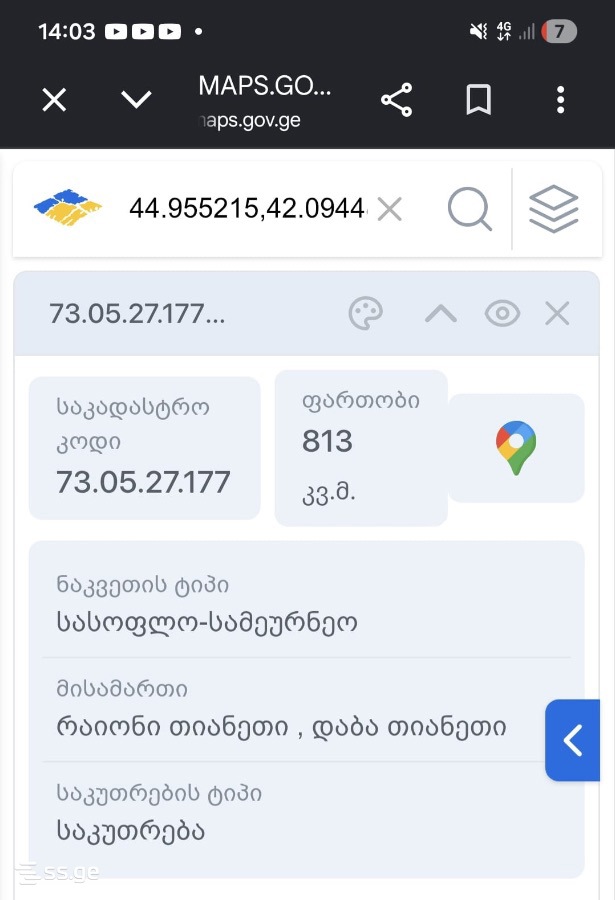 Продажа Земля в тианети view 2