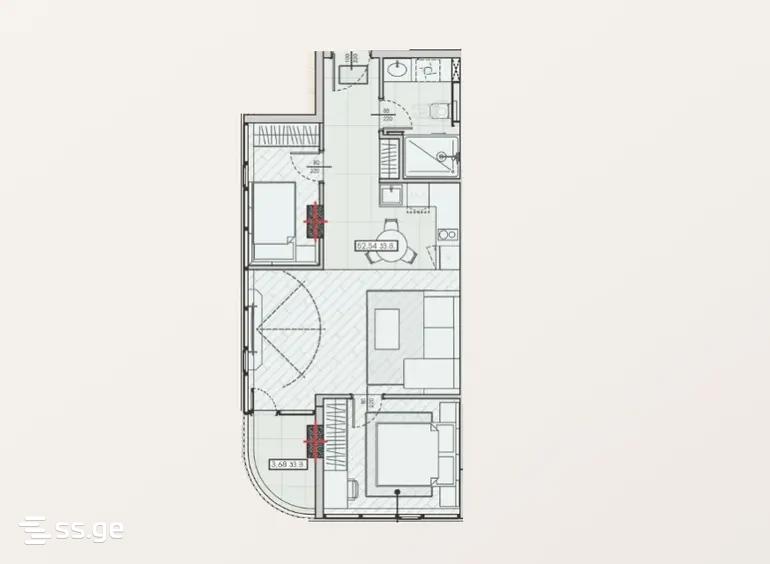 2 Room Flat For Sale view 1